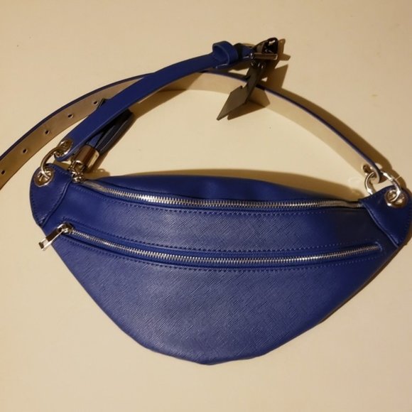INC saffiano faux-leather women's belt bag/fanny pack -NAVY BLUE- MEDIUM - Picture 5 of 10